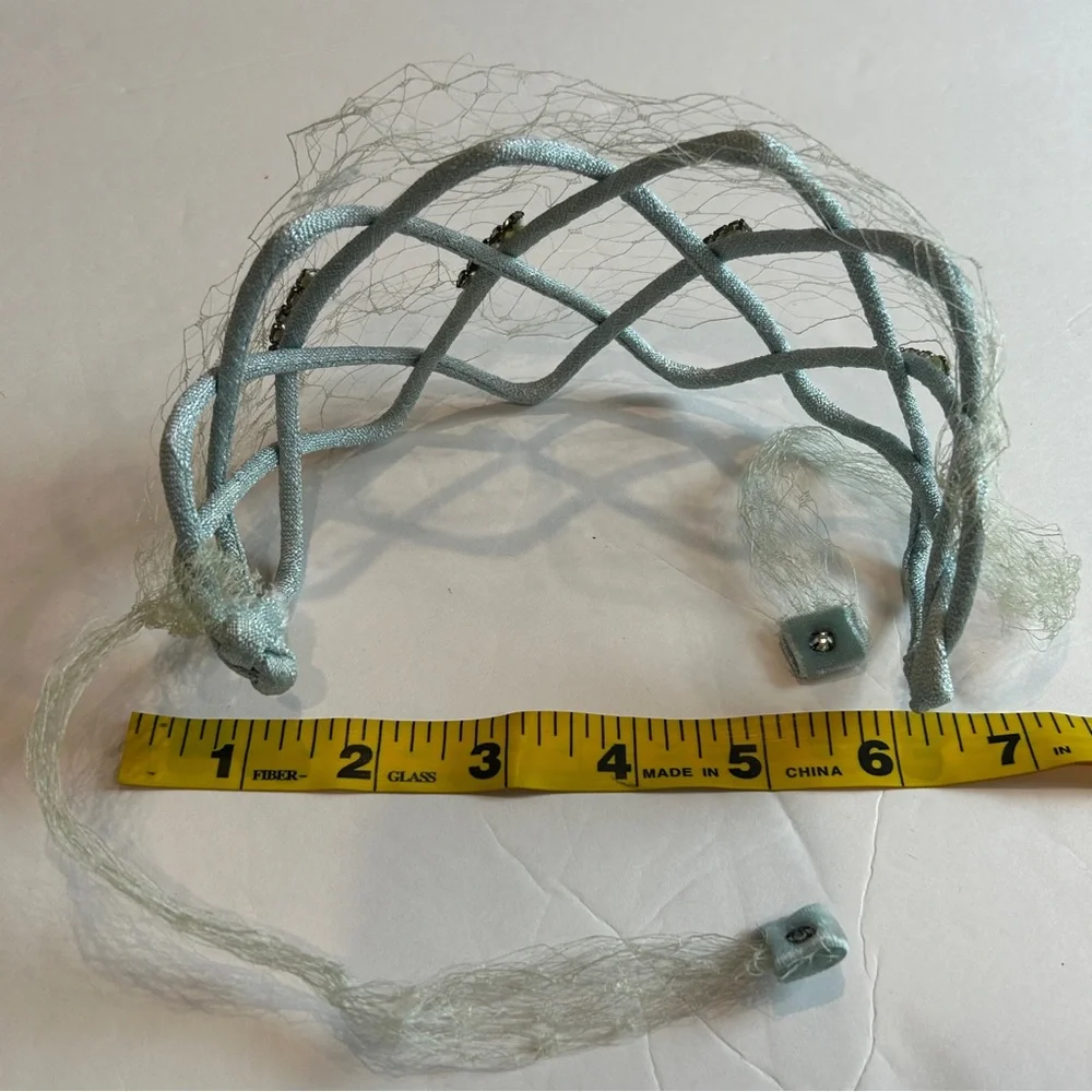 Vintage Blue Criss Cross Accented Headband with Four Accented Rhinestones - Picture 7 of 8